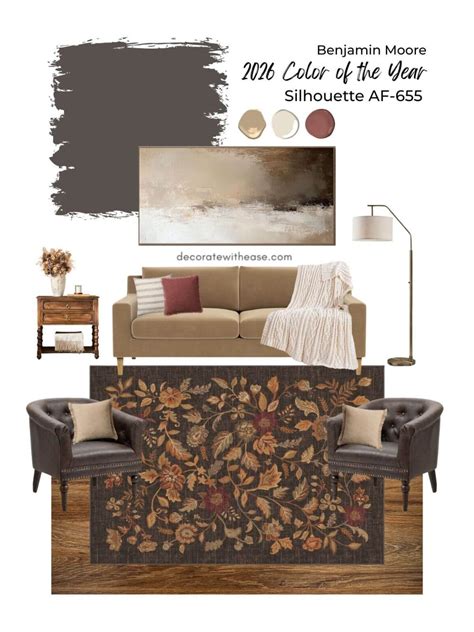 Benjamin Moore Silhouette AF-655 Coordinating Colors & Decor - Decorate ...