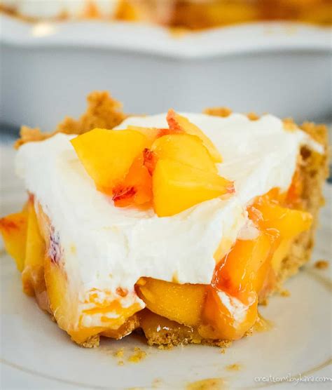 Creamy Fresh Peach Pie (Graham Cracker Crust) - Creations by Kara