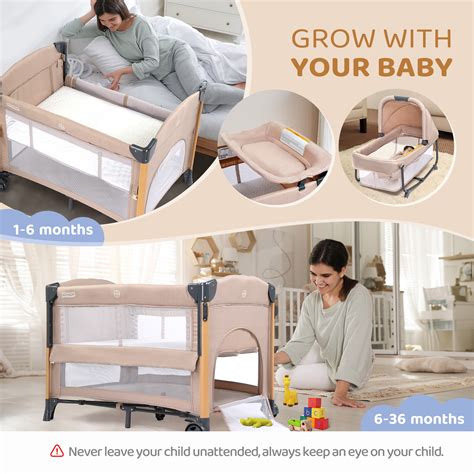 JOYMOR Baby Station Combo: Portable Sleeper, Adjustable Height Crib ...