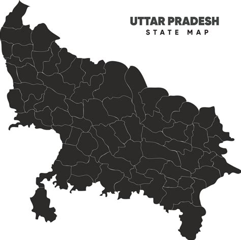Uttar Pradesh map on white background. Location map of UP, a state in ...