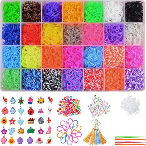 11000+ Rubber Band Bracelet Kit – 28 Colors Loom Bands Set with Loom ...
