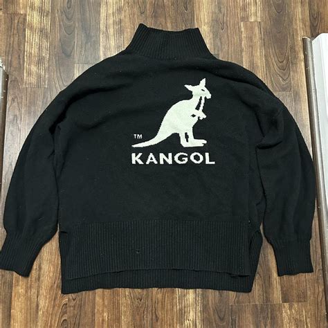 Kangol Women's Black and White Sweatshirt | Depop