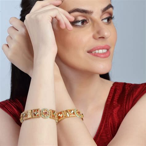 Buy ACCESSHER Traditional Matte Gold Plated Meenakari and Kundan Ethnic ...