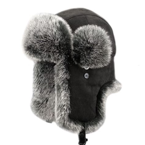 Buy HAORUN Men Faux Fur Suede Leather Trapper Hat Cap Ski Ushanka ...