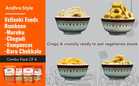 Vellanki Foods Namkeen Muruku(250gms),Chegodi(250gms),Vampoosa(250gms ...