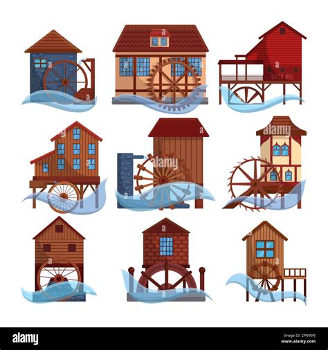 Historical waterwheel Stock Vector Images - Alamy