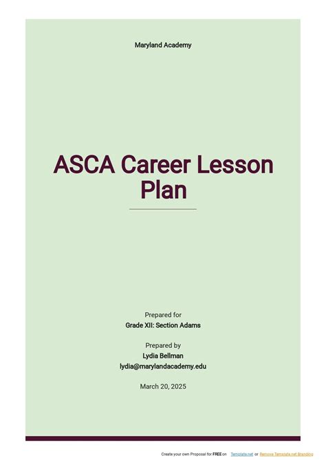 ASCA Career Lesson Plan Template
