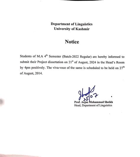 Linguistics, University of Kashmir