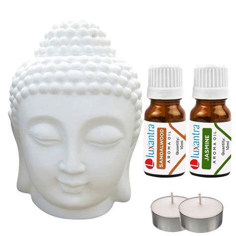 Luxantra White Ceramic Buddha Aroma Diffuser Air Freshener | Aroma Oil ...