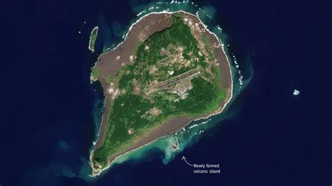 Newly-formed volcanic island near Japan is still growing, satellite ...