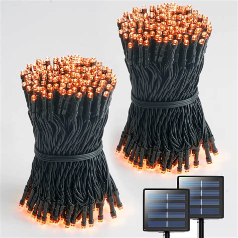 Yishankeyu 200 LED Solar Christmas Lights, Waterproof Outdoor Orange ...