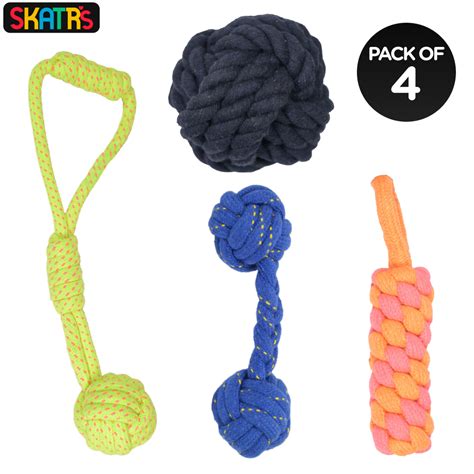 Skatrs Knotted Dummy, Knotted Ball, Dumbbell and Ball Shaped Rope Chew ...