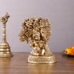 Buy Pure Brass Baal Gopal Krishna Playing Flute Under Tree with Peacock ...
