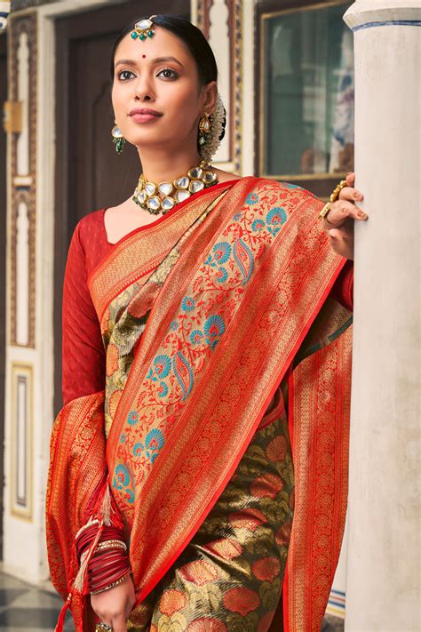 Buy Burnt Orange Kanjivaram Silk Saree 70532 Online | Karagiri