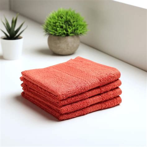 Buy SPACES Colorfas Red Cotton Easy Care Face Towel - 30x30cm - Set of ...