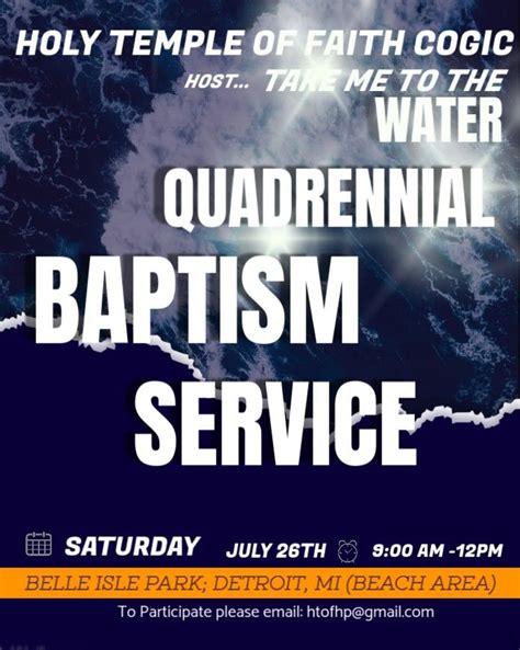 TAKE ME TO THE WATER QUADRENNIAL BAPTISM SERVICE, Belle Isle Beach ...