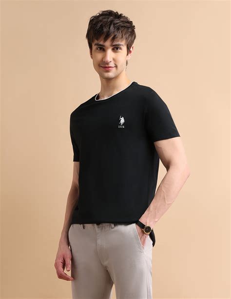 Buy Men Stretchy Tipped T-Shirt Black|U.S. Polo Assn. India