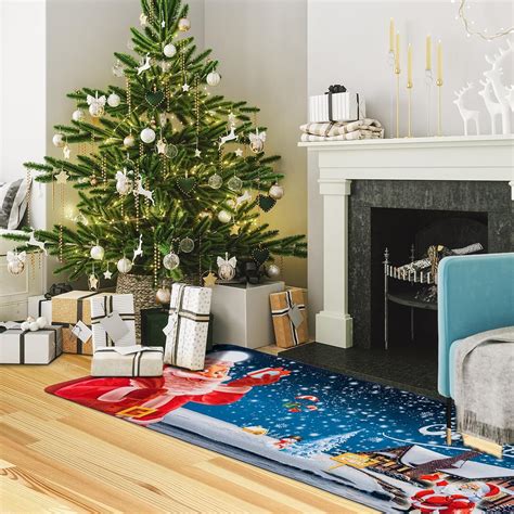 Qsocksy Christmas Runner Rug, Christmas Carpet Runners 3D Father Xmas ...