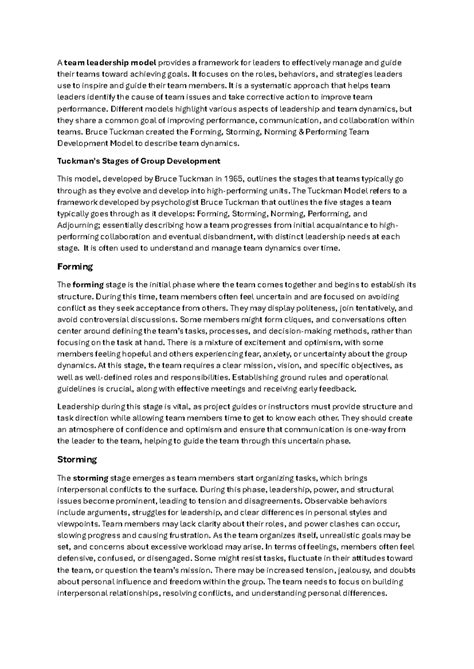 Team leadership model: Understanding Tuckman's stages of group ...