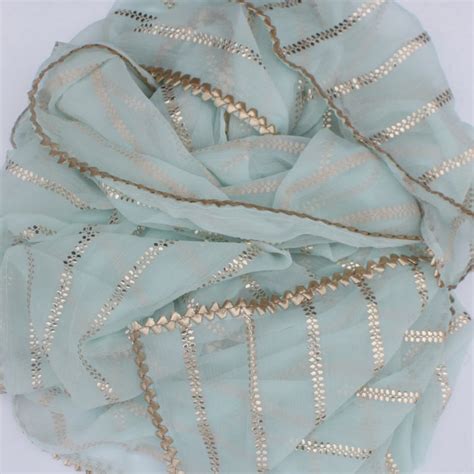 Celeste Green Foil Printed Chiffon Dupatta – anokherang