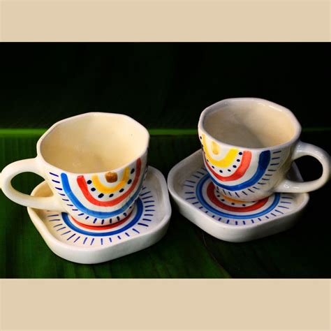 Buy YUGO Rainbow Surprise Mug & Saucer Set of 2| Studio Pottery Coffee ...