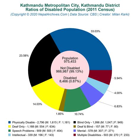 Disabled Population Pie Chart of Kathmandu Metropolitan City, Kathmandu District (2011 Census ...