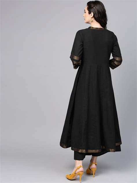 Shop Black Solid Kurta With Palazzos Online