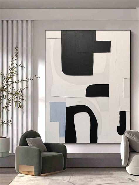 Black and White Minimalism Wall Art Black and White Texture Painting ...