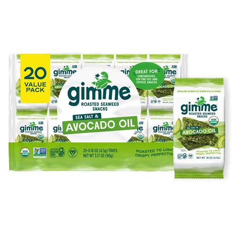 Gimme Seaweed Healthy Organic Premium Nori Snacks, Roasted with Avocado ...