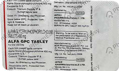 Buy Alfa Gpc 400 MG Tablet (10) Online & Save Up to 24% at PharmEasy