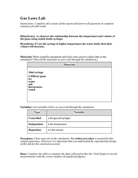 Image result for Gas Laws Lab