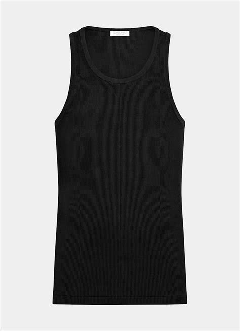 Black Ribbed Tank Top in Cotton Silk | SUITSUPPLY