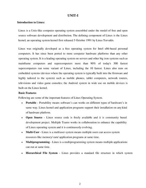 Linux - Lecture notes 1 - UNIT-I Introduction to Linux: Linux is a Unix ...