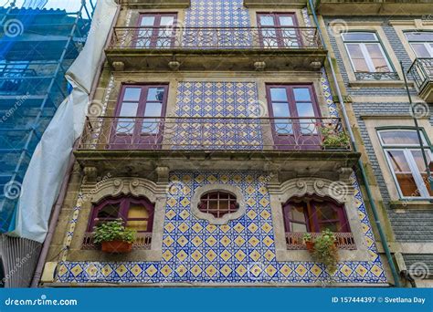 Facades of Traditional Houses Decorated with Ornate Portuguese Azulejo ...