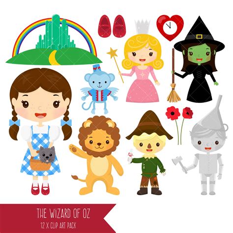 Wizard of Oz Clipart / Dorothy / Tin Man / Scarecrow / Wicked Witch ...