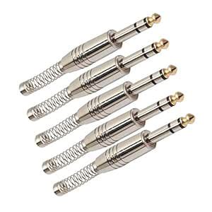 Whitleys 5 Pieces Metal 6.35mm Plug Stereo Audio Adapters Microophone ...