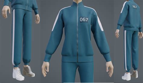 ArtStation - 3D Squid Game Players Uniform - 067 Female Tracksuit Costume