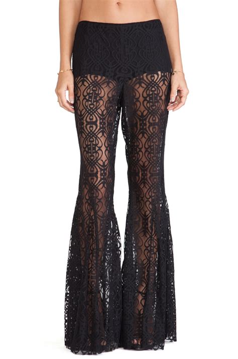 Anna Sui Birds Print Flare Pants in Black Multi | REVOLVE