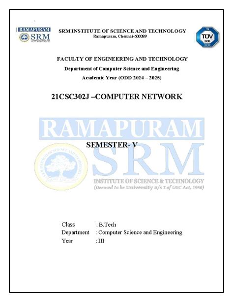 21CSC302J CN LAB Manual compressed - ` SRM INSTITUTE OF SCIENCE AND ...