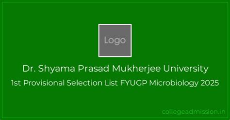 Dr. Shyama Prasad Mukherjee University: 1st Provisional Selection List ...