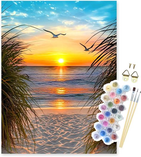 Amazon.com: NPCSWXQ Paint by Numbers Kit for Adults Beginners, Beach ...
