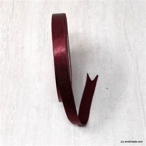 Anokhi Ada 12.5mm (Half inch) Maroon Double Side Satin Ribbon (Ribbon ...