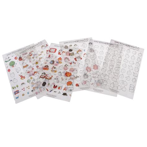 MYADDICTION 6 Sheet Kawaii Cute Fat Rabbit Transparent Stickers ...
