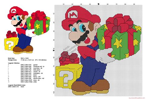 Super Mario Bros with Christmas presents free cross stitch pattern ...