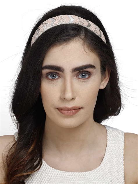 Anekaant Pastel Pink & Silver Chevron Velvet Hair Band