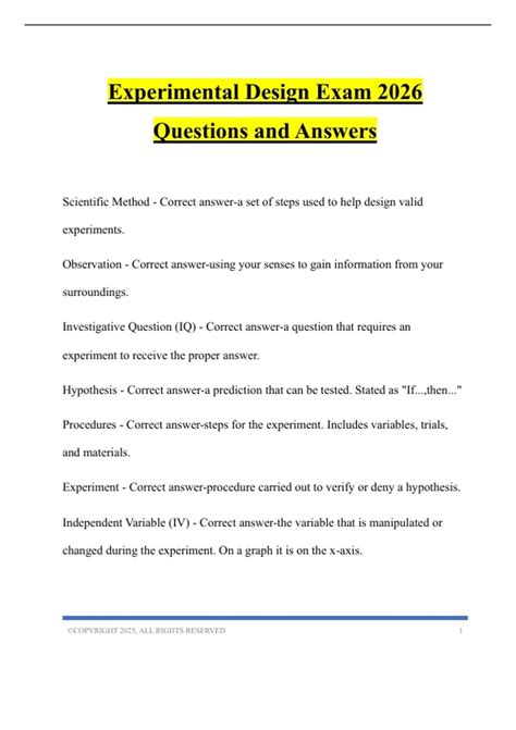 Experimental Design Exam 2026 Questions and Answers - Data Crunchers ...