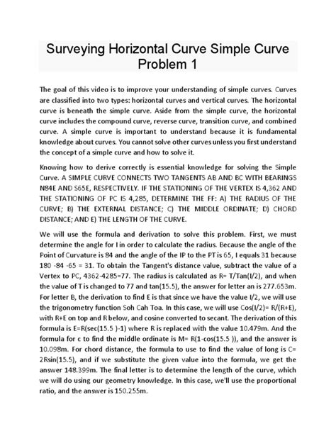 Image result for Horizontal Curve Example Problems