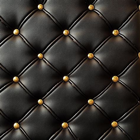 Black leather upholstery with gold buttons and stitching | Premium AI ...