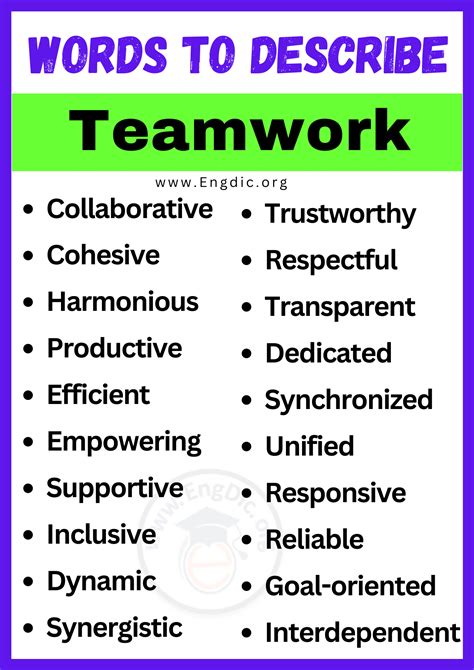 20+ Best Words to Describe Teamwork, Adjectives for Teamwork - EngDic