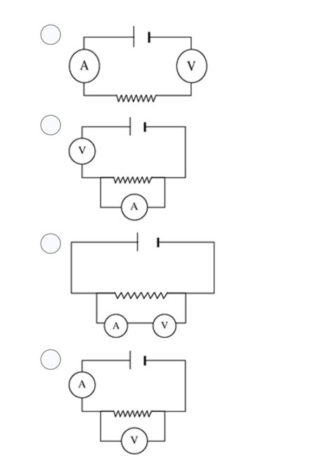 Which of the following circuits can be used to measure the resistance of the heating element ...